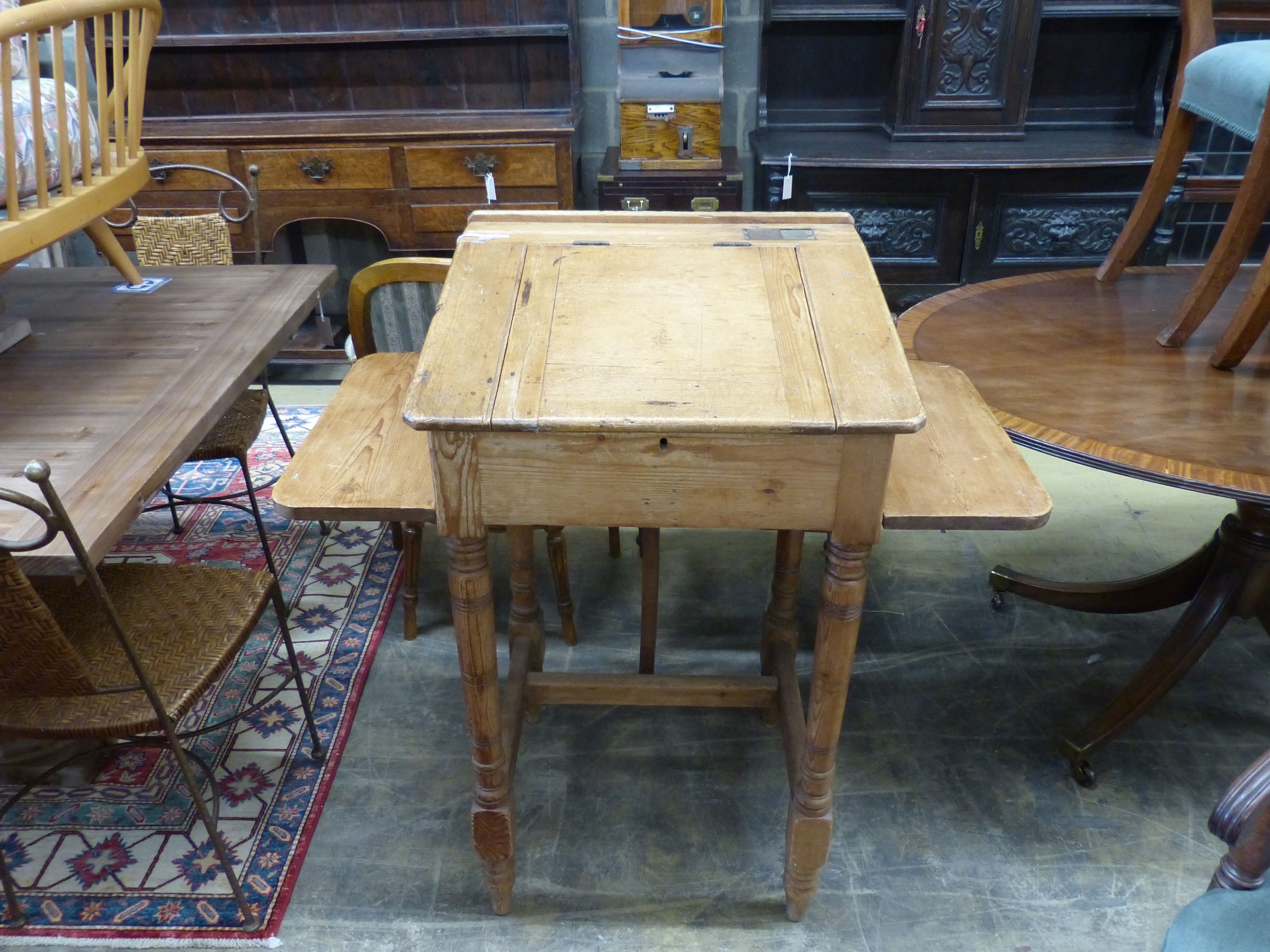 A Victorian pine clerk's desk